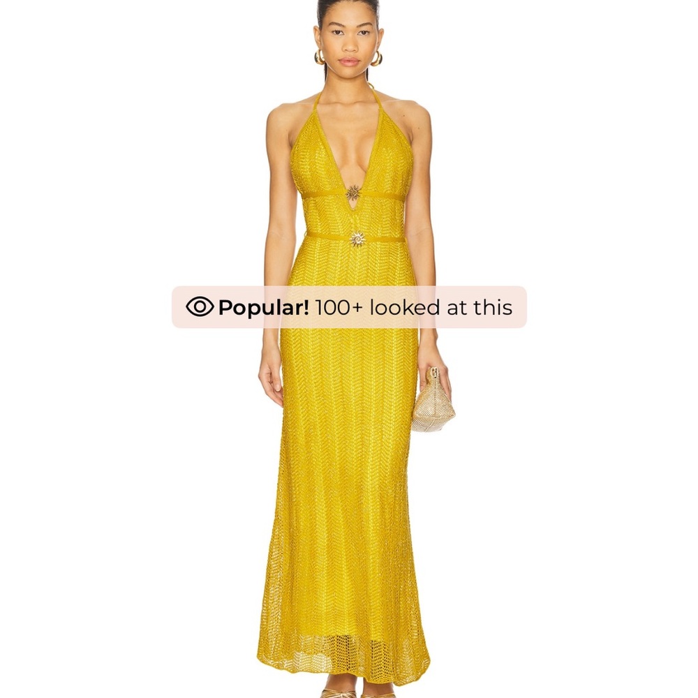 Yellow Crochet Halter Dress
